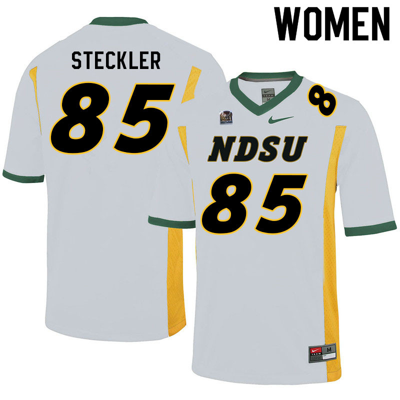 Women #85 Jack Steckler North Dakota State Bison College Football Jerseys Sale-White - Click Image to Close